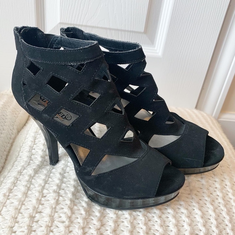 Black cage heels